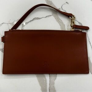 Rag & Bone Cognac Leather Slim Wristlet Pouch RB Logo - NWOT